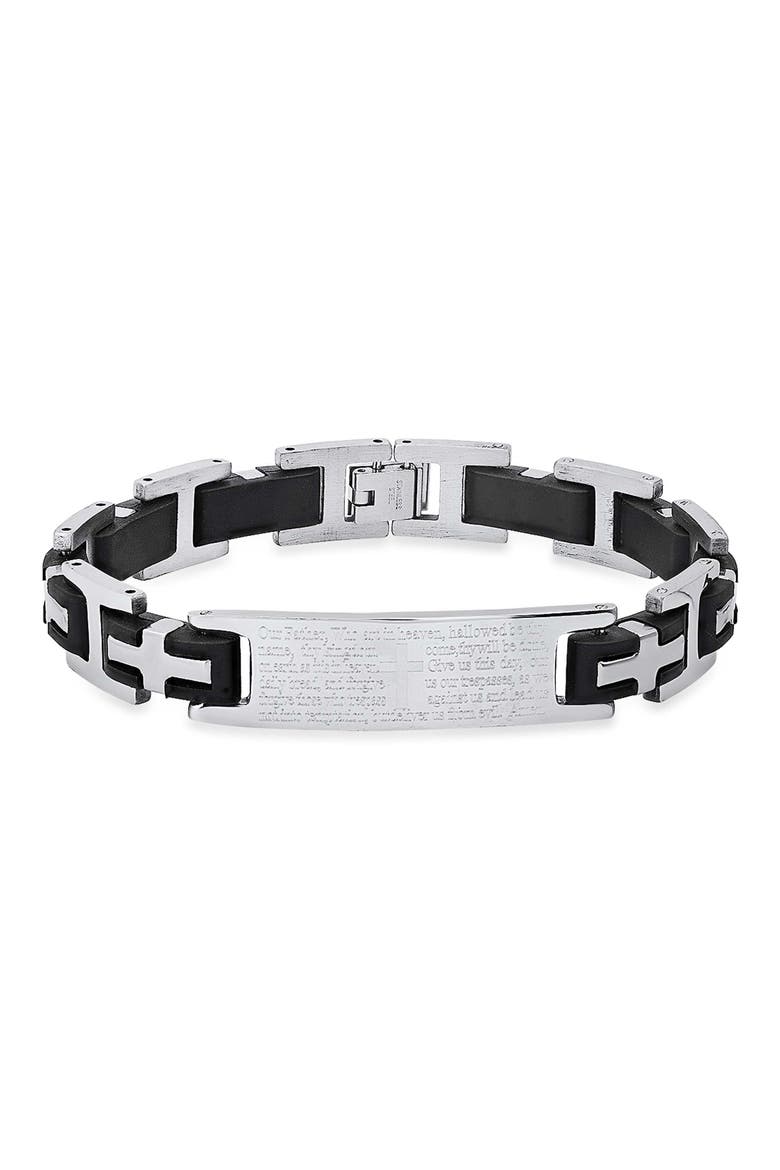 Men's Lord's Prayer Link Bracelet, Main, color, BLACK