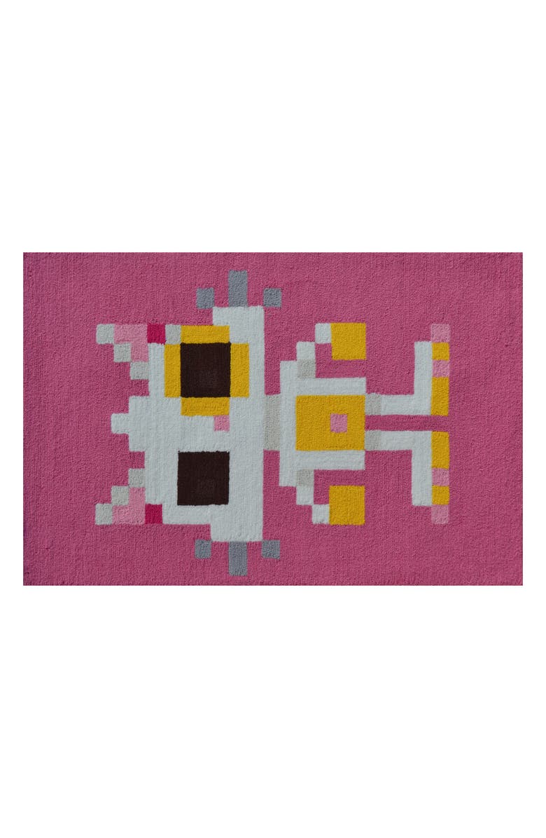 R16 HOME Pixel Cat Indoor/Outdoor Doormat, Main, color, Pink/ Yellow