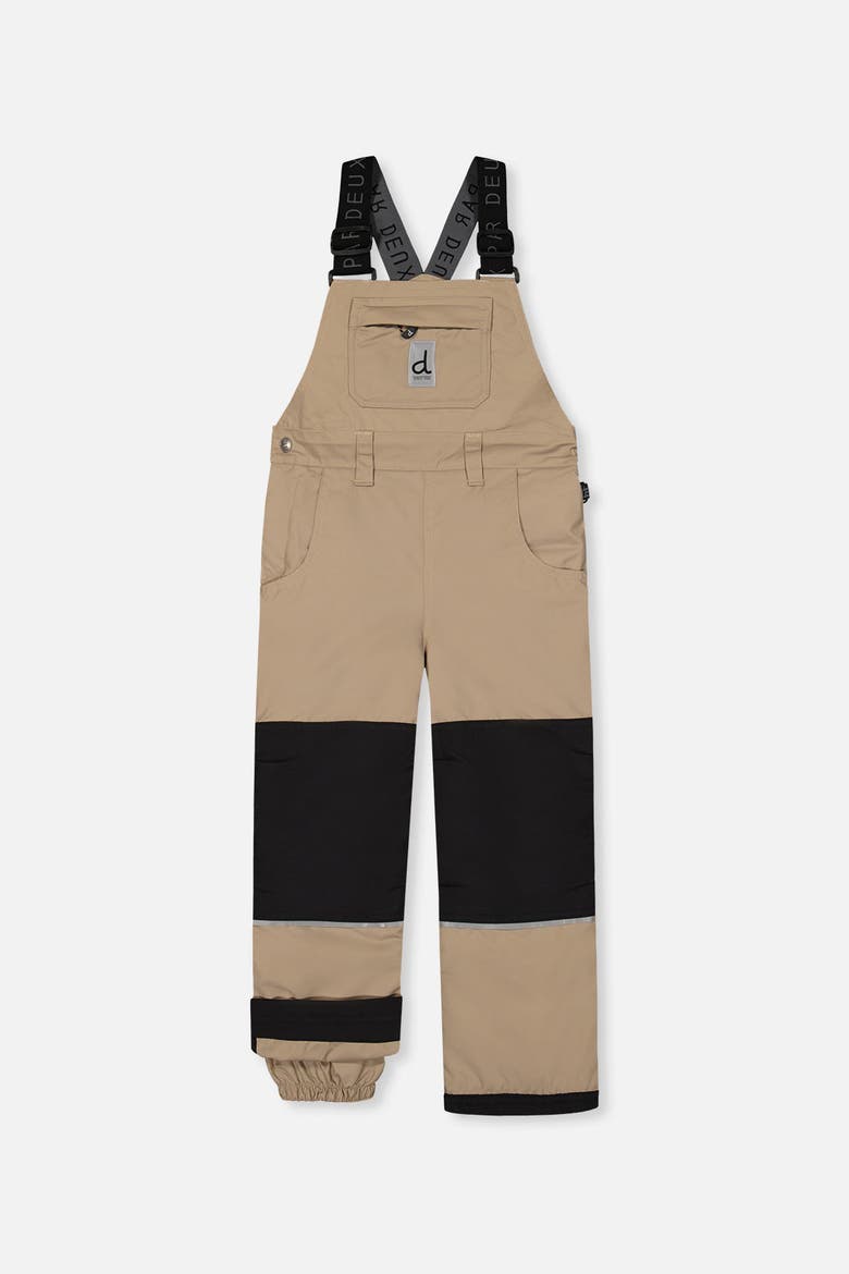 Play Adjustable Suspenders & Reinforced Knees Overall Snow Bib, Main, color, Taupe