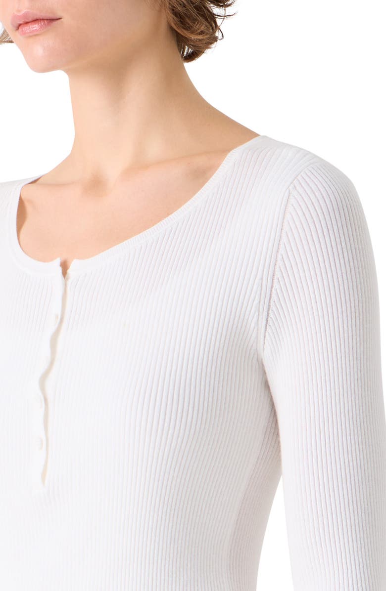 Akris punto Cotton Rib Henley Sweater, Alternate, color, Cream