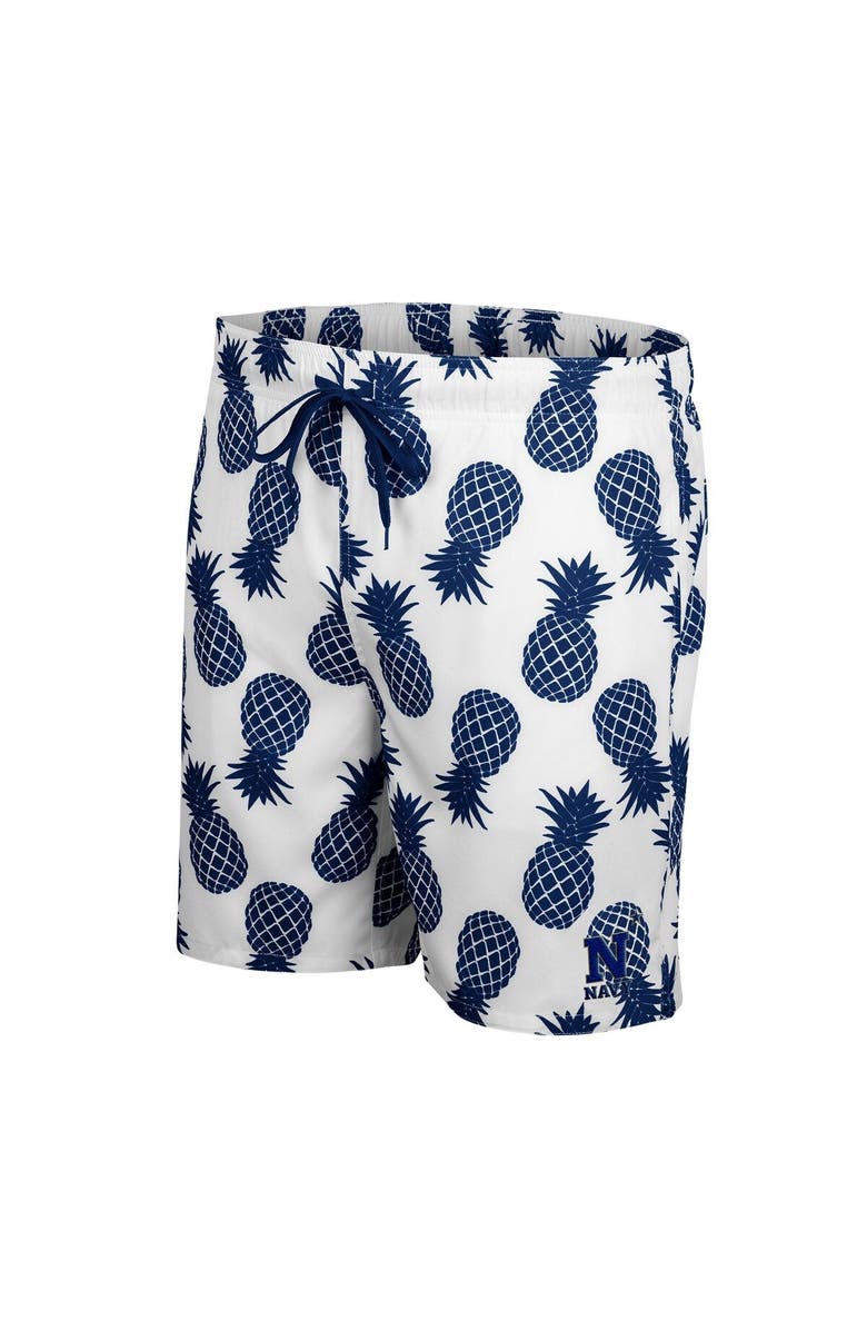 COLOSSEUM Men's Colosseum White Navy Midshipmen Pineapples Swim Shorts, Alternate, color, White