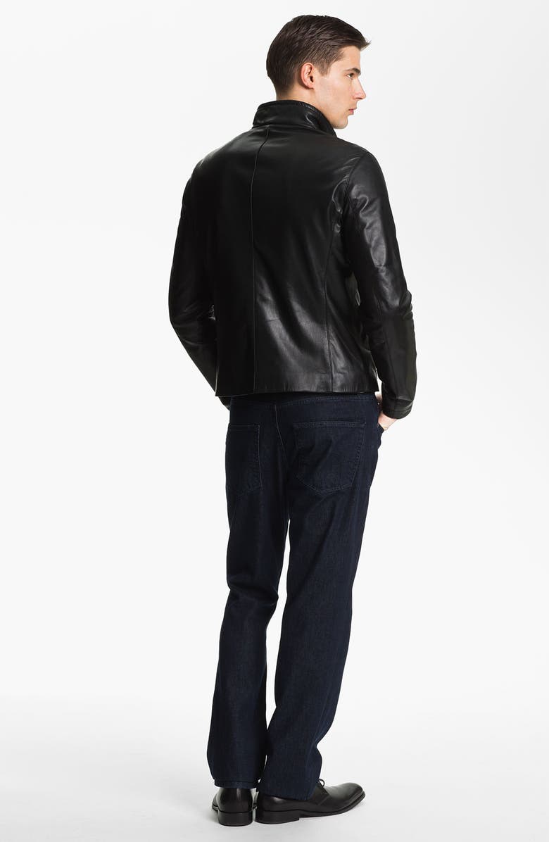 Emporio Armani Armani Collezioni Blouson Leather Jacket, Alternate, color, 