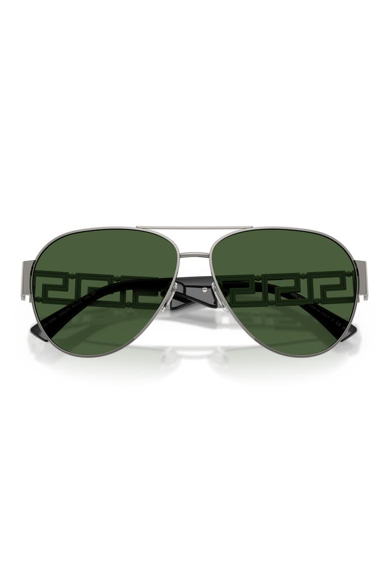 61mm Pilot Sunglasses, Alternate, color, GUNMETAL / DARK GREEN