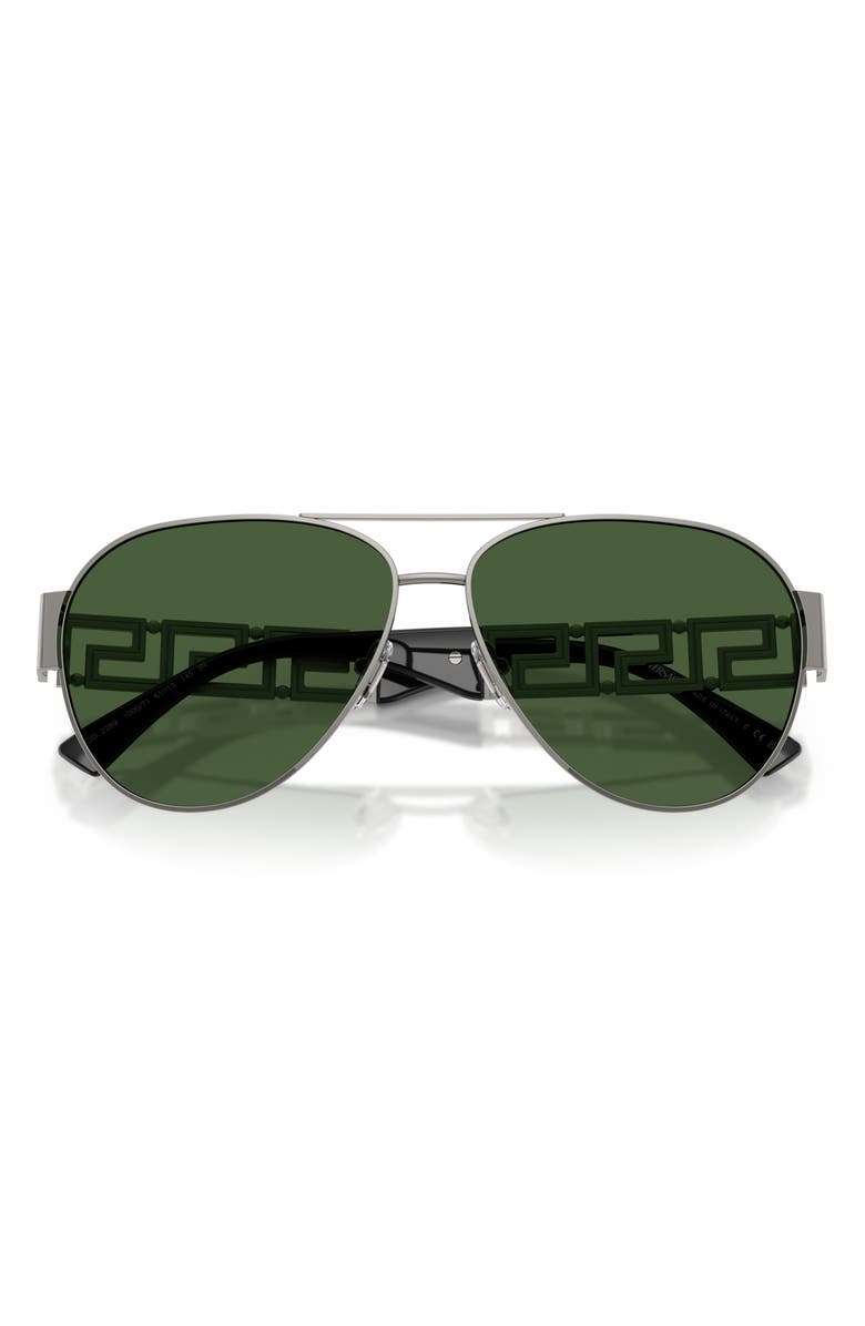 Versace 61mm Pilot Sunglasses, Alternate, color, Gunmetal / Dark Green