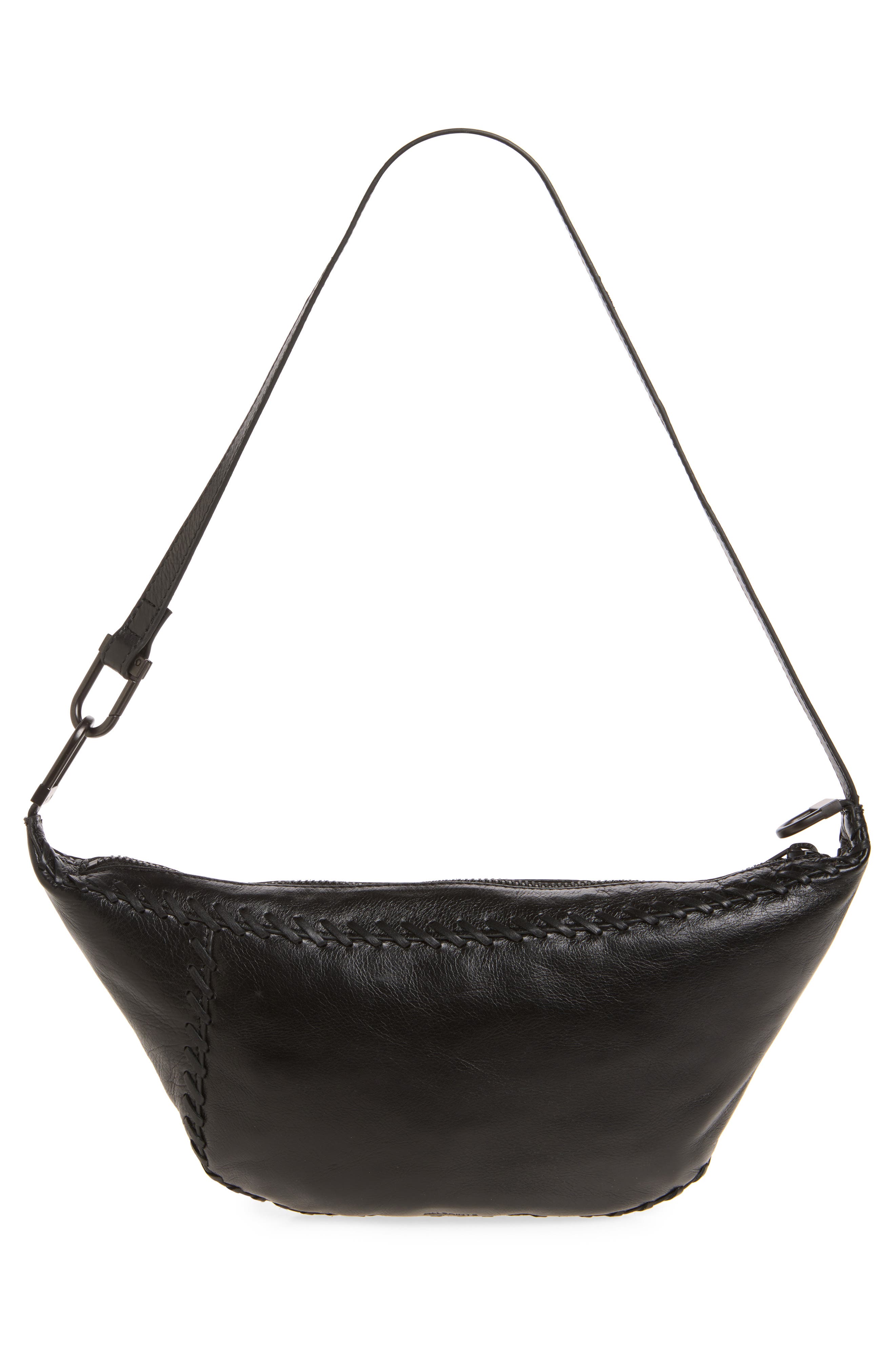 Esme Micro Whipstitch Leather Handbag, Alternate, color, BLACK