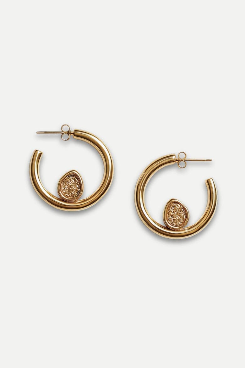 Knot Hoop Earrings, Alternate, color, Gold