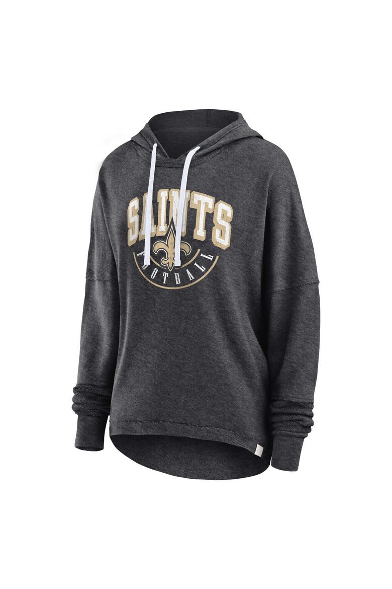 Women's Fanatics Branded Charcoal New Orleans Saints Lightewight Modest Crop Lounge Helmet Arch Pullover Hoodie, Alternate, color, Charcoal