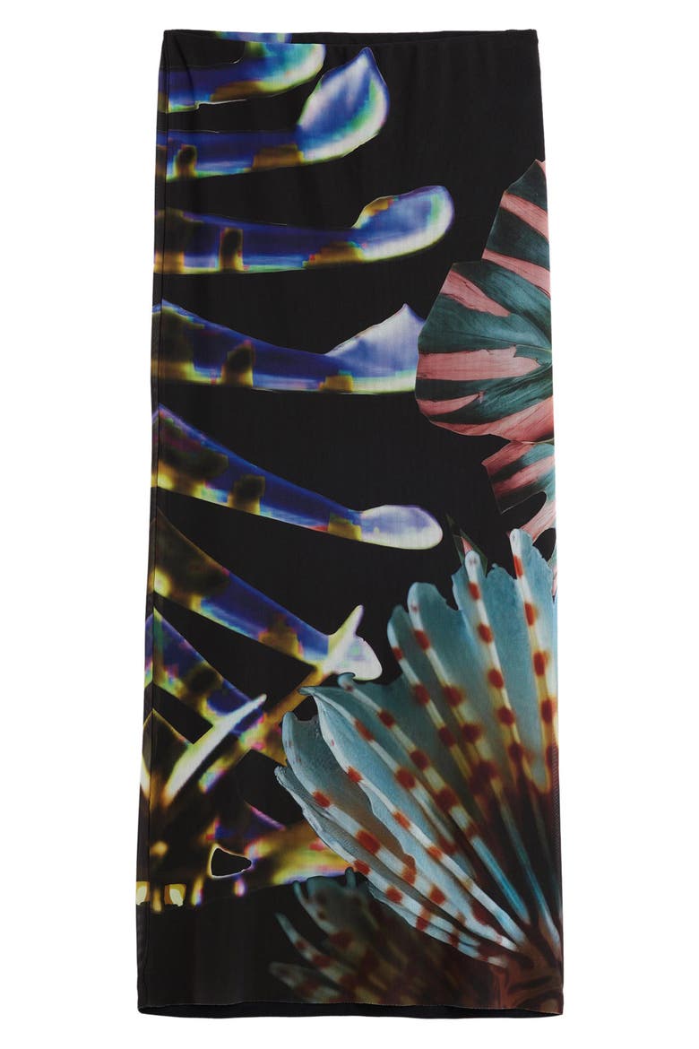 Graphic Mesh Maxi Skirt, Alternate, color, BLACK