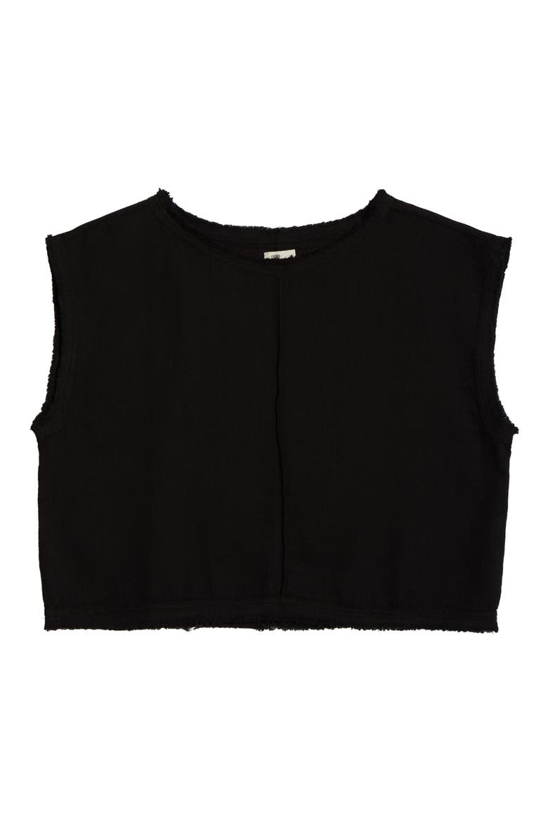 Bali Fray Edge Cotton Cover-Up Crop Top, Alternate, color, BLACK
