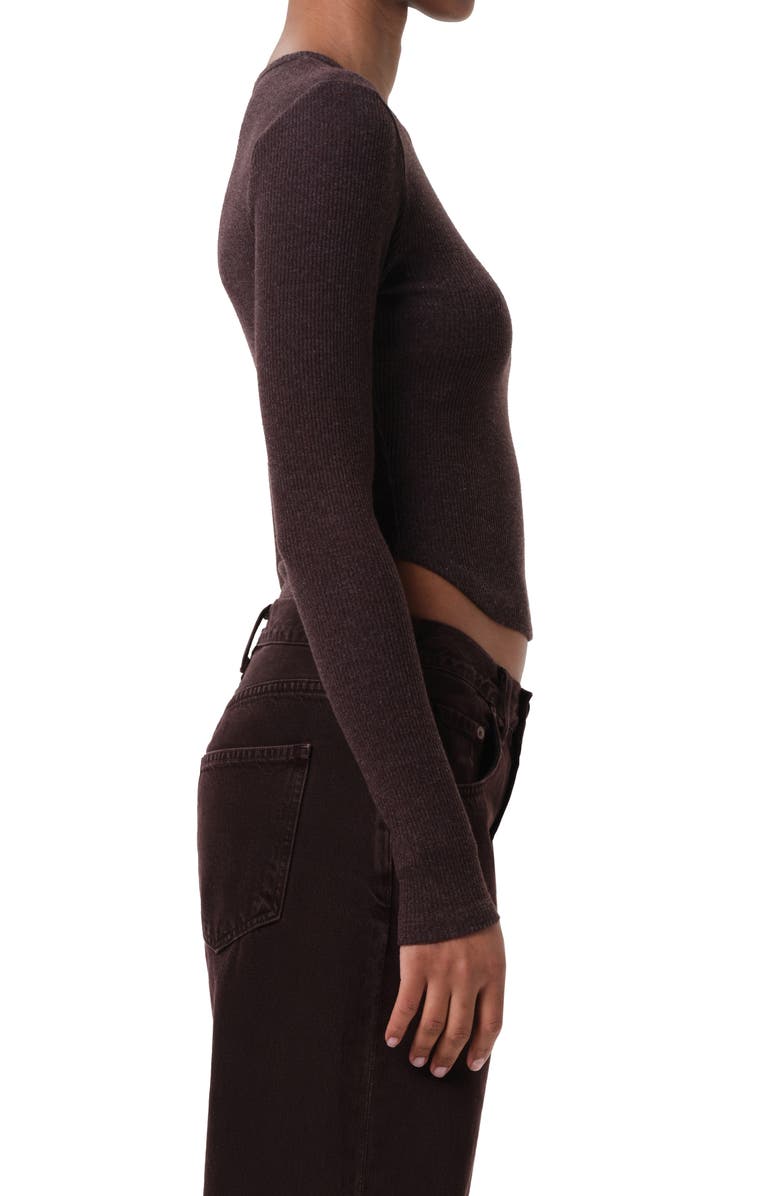 AGOLDE Neema Ribbed Long Sleeve T-Shirt, Alternate, color, Root Dark Burgandy