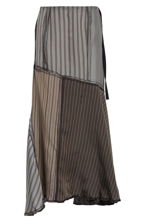 Lining Patchwork Midi Skirt