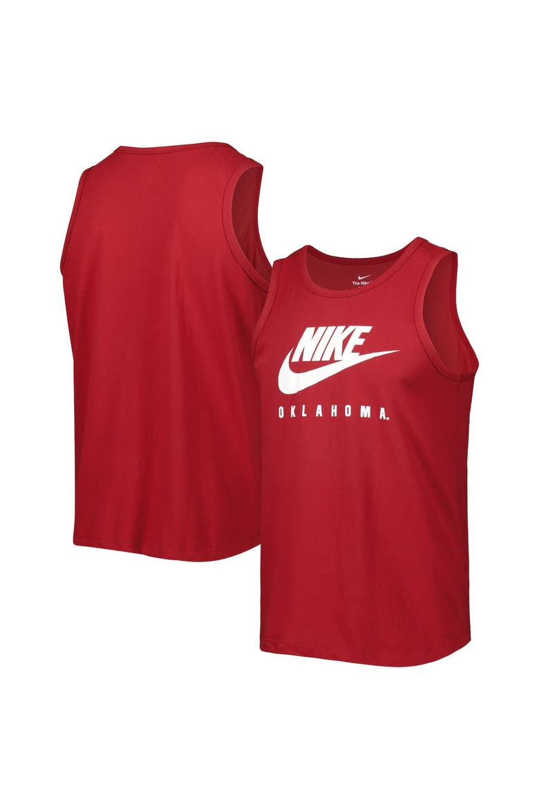 Men's Nike Crimson Oklahoma Sooners Futura Performance Scoop Neck Tank Top, Main, color, Crimson