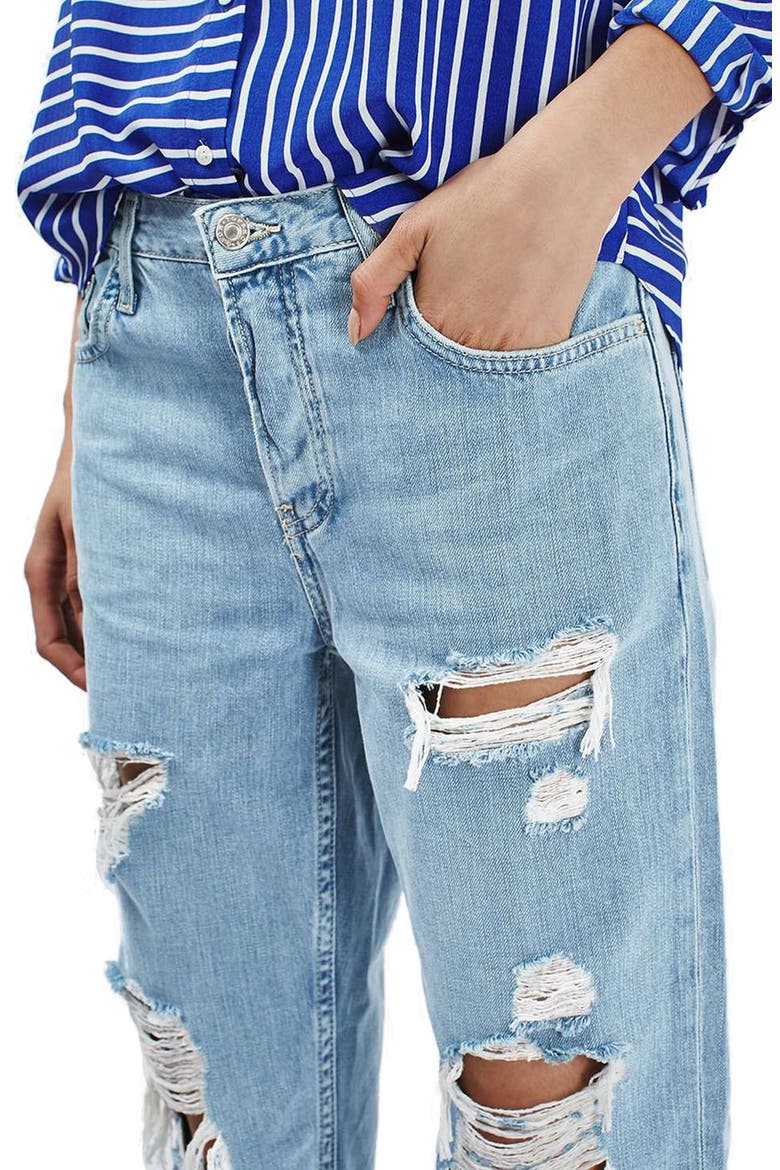 'Hayden' Super Ripped Boyfriend Jeans, Alternate, color, LIGHT DENIM