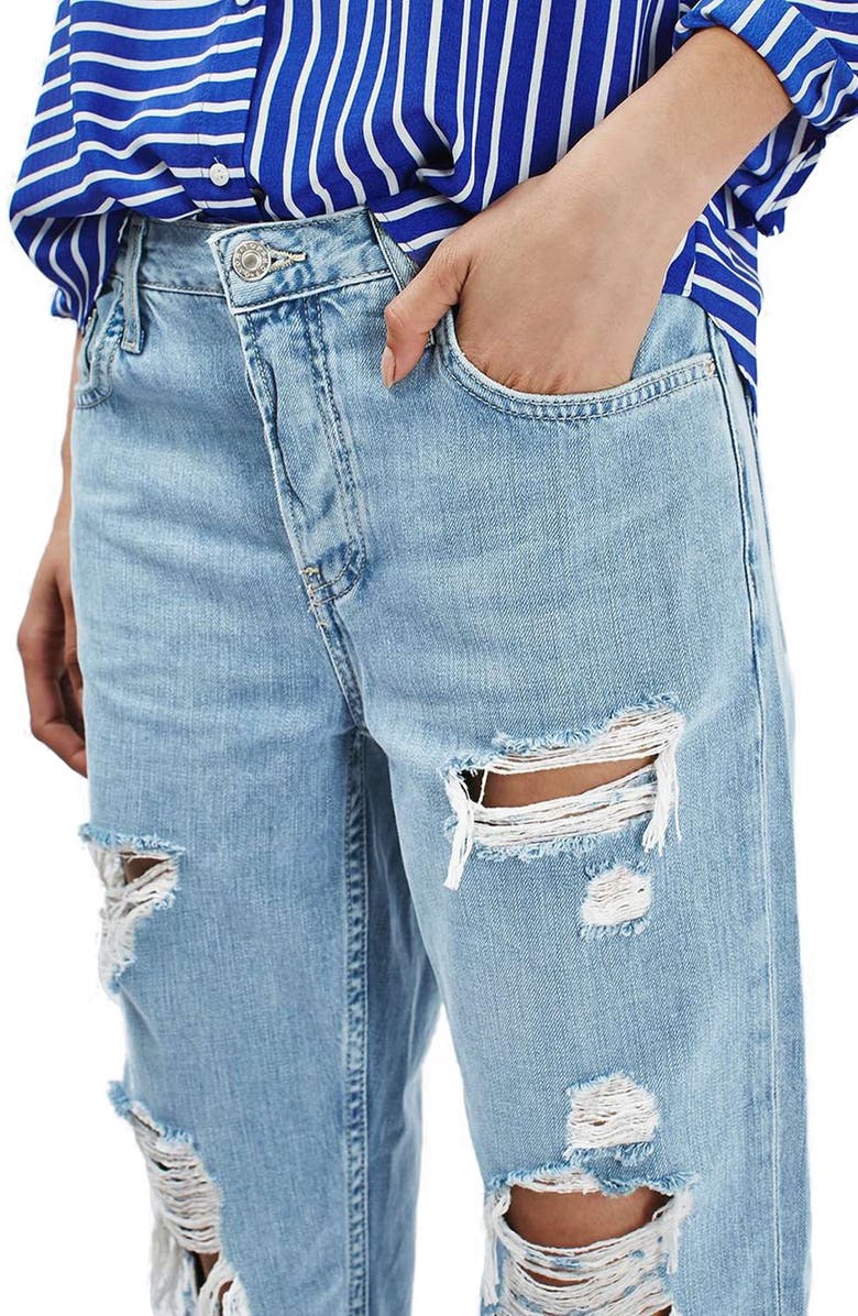 Topshop 'Hayden' Super Ripped Boyfriend Jeans, Alternate, color, 