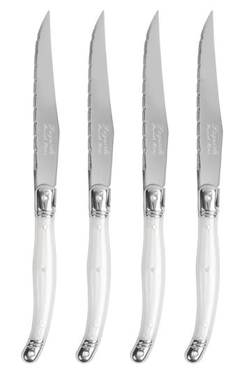 French Home Set Of 4 Steak Knives In Pearlized White