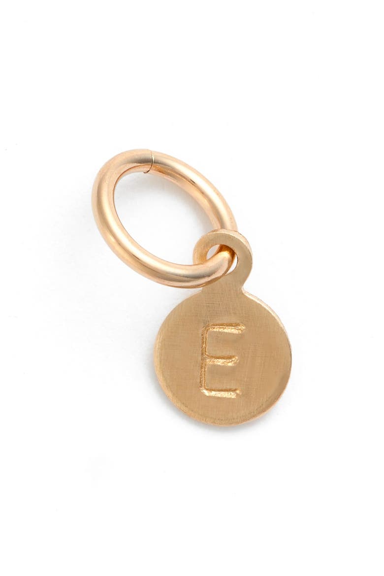 Tiny Initial 14k-Gold Fill Coin Charm, Main, color, 14K GOLD FILL E