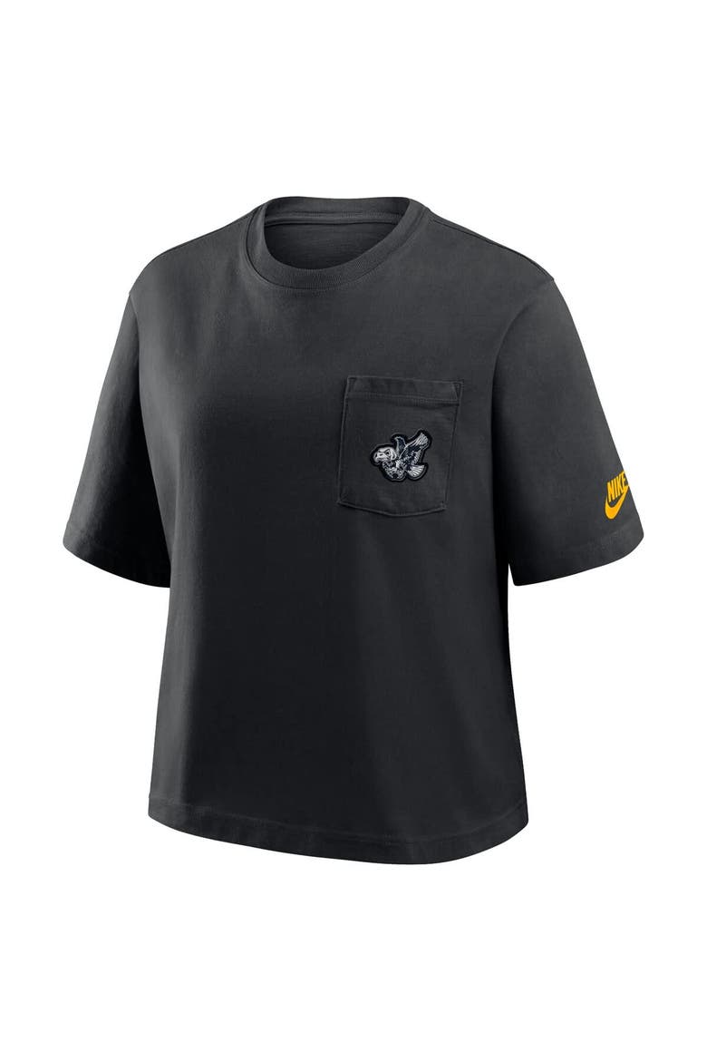 Women's Nike  Black Iowa Hawkeyes Legacy Pocket Boxy T-Shirt, Alternate, color, Black