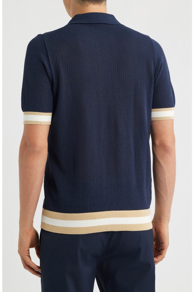Quinn Open Knit Polo Sweater, Alternate, color, NAVY