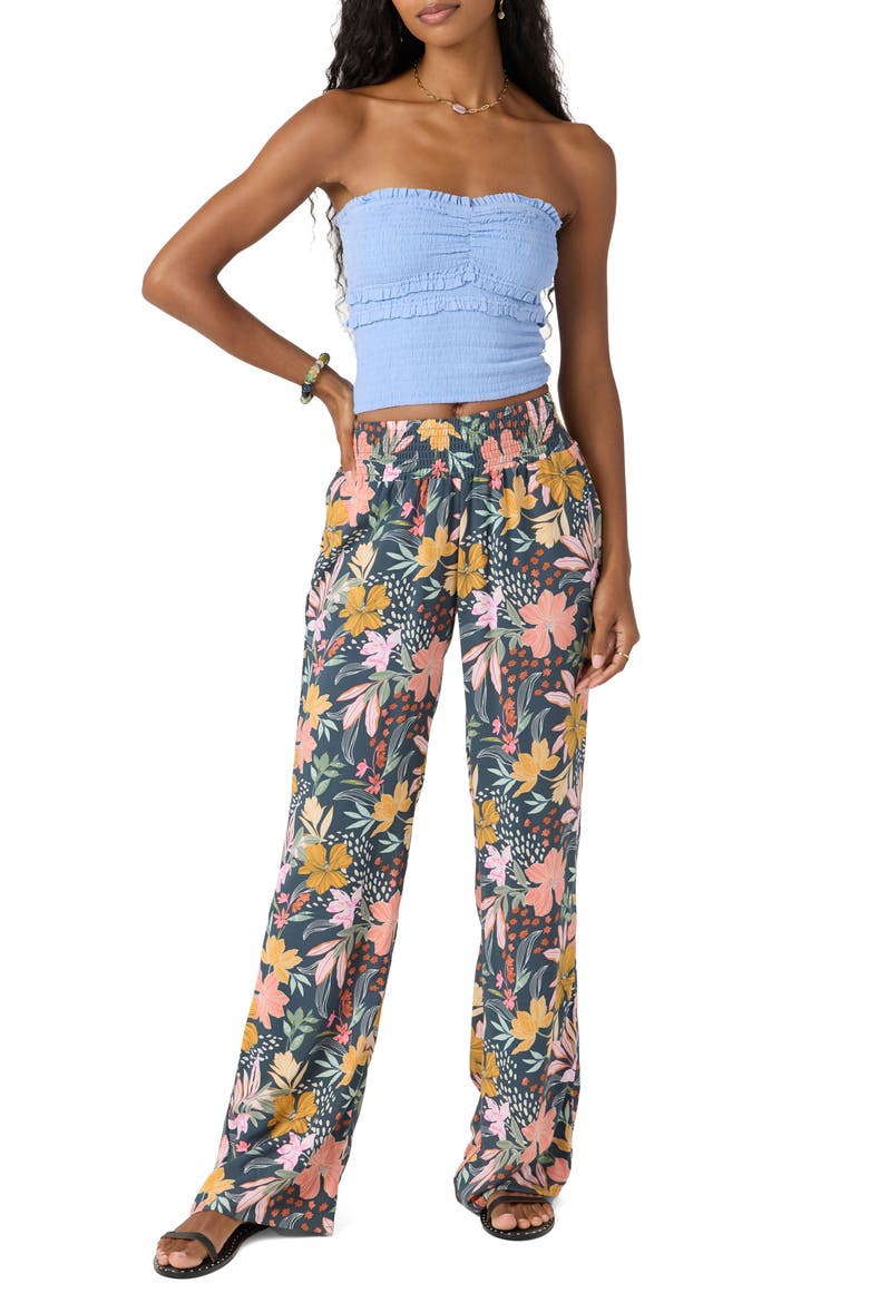 Dedra Smocked Ruffle Strapless Crop Top, Alternate, color, HYDRANGEA
