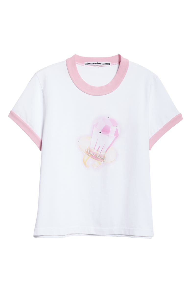 Alexander Wang Sugar Baby Shrunken Ringer Graphic T-Shirt, Alternate, color, 