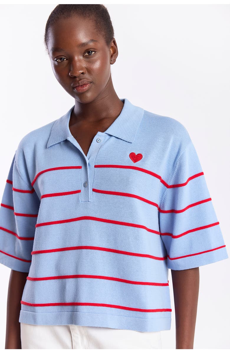 WISPR Stripe Button Up Polo Shirt, Alternate, color, Skyline/Red