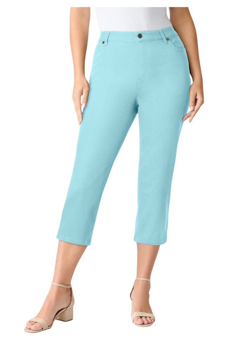 Plus Size 24/7 Stretch Capri Jean, Main, color, LIGHT TURQ