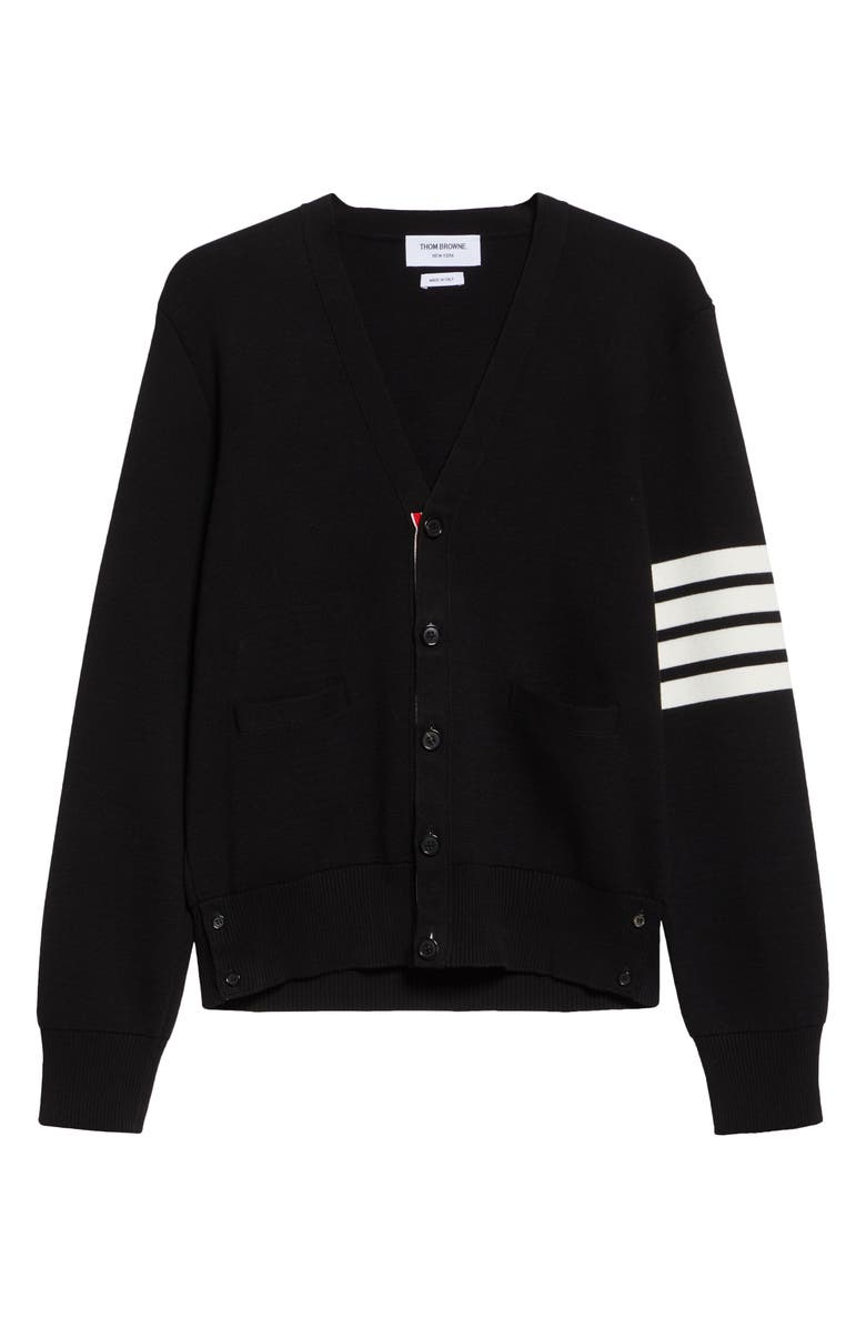 Thom Browne 4-Bar Milano Knit Cardigan, Alternate, color, Black