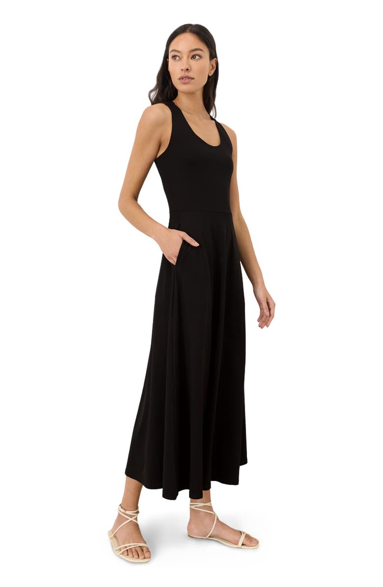 Pact Fit & Flare Open Back Maxi Dress Made With Organic Cotton, Alternate, color, Black