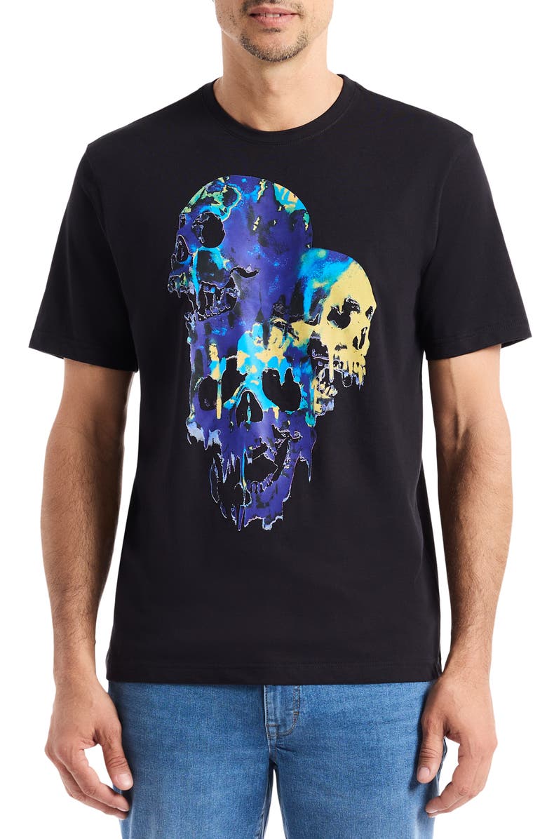 Robert Graham Scream Skull Graphic T-Shirt, Main, color, Black