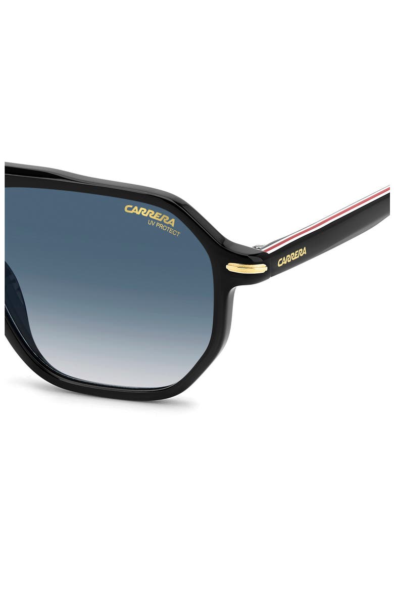Carrera 54mm Rectangular Sunglasses, Alternate, color, BLACK GOLD/ DARK BLUE SF