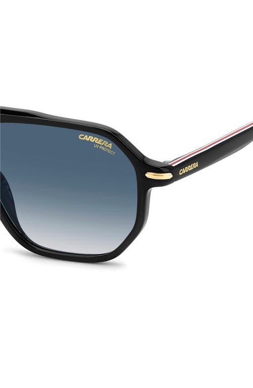 Carrera Eyewear Carrera 54mm Rectangular Sunglasses In Black Gold/dark Blue Sf