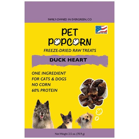 Freeze Dried Raw Treats, Duck Heart, 2.5oz Bag, Dog & Cat Snacks