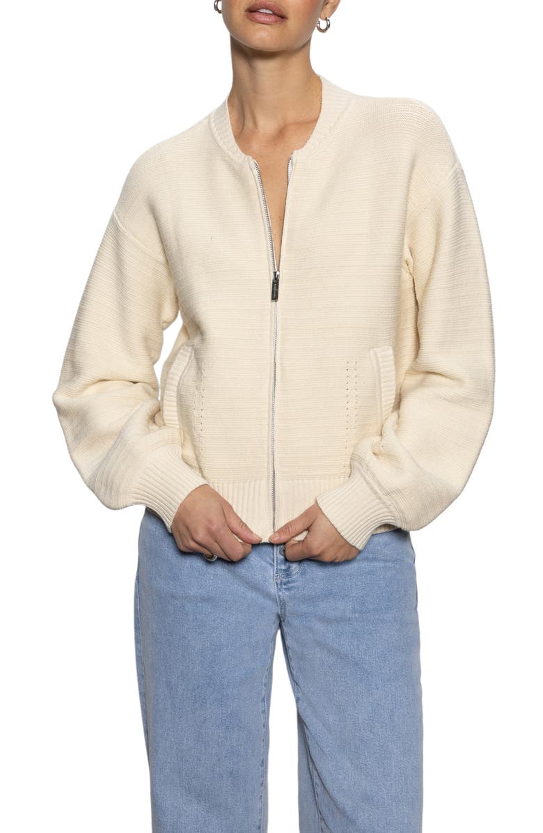 Sanctuary Front Zip Bomber Sweater, Alternate, color,