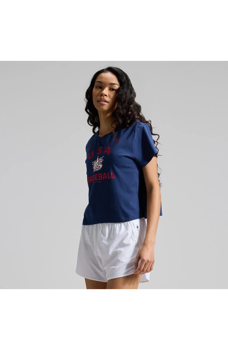 Nike Women's Nike Navy USA Baseball 2026 World Baseball Classic Mod Cropped T-Shirt, Main, color, Navy