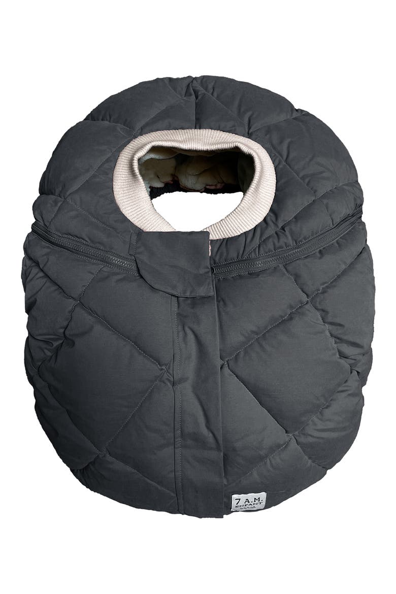 Faux Shearling Trim Car Seat Cocoon, Main, color, SMOKEY