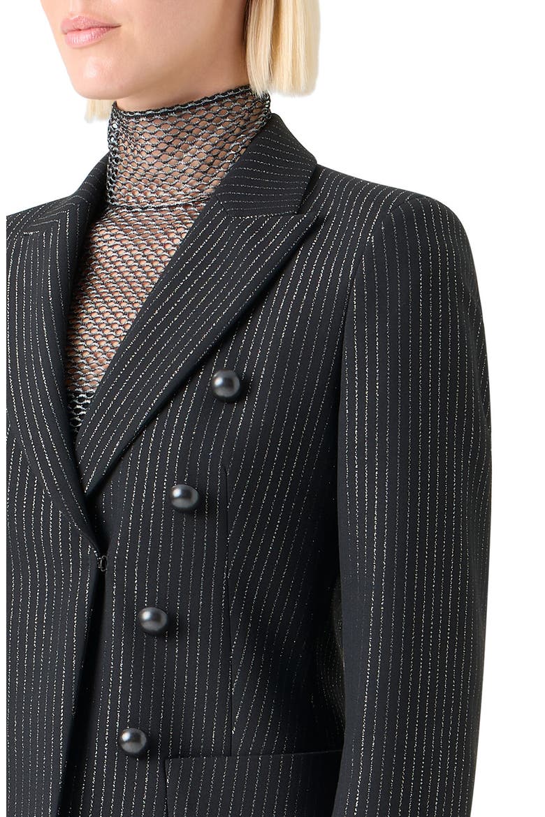 Metallic Pinstripe Blazer, Alternate, color, BLACK-BRUSHED STEEL