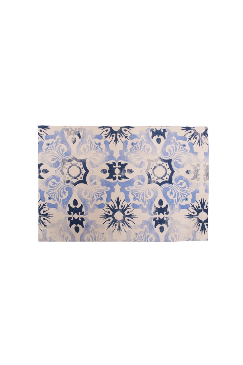 Blue Tile Placemats Set of 6 Decorations, 13" x 19", Main, color, Blue