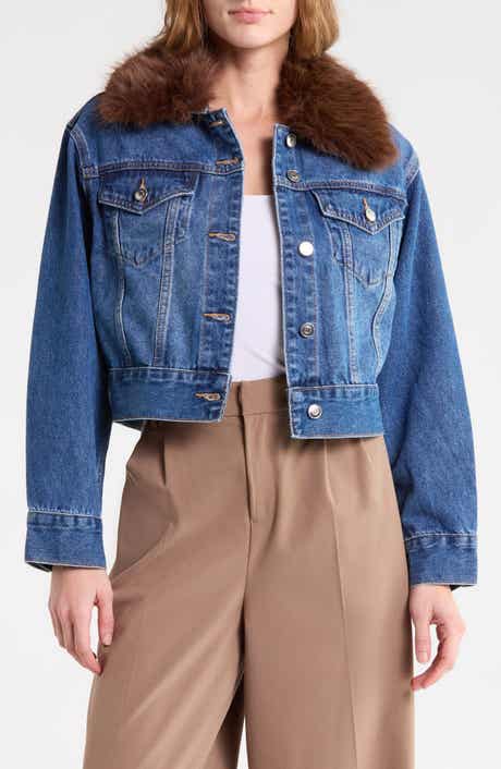 Faux Fur Collar Denim Jacket