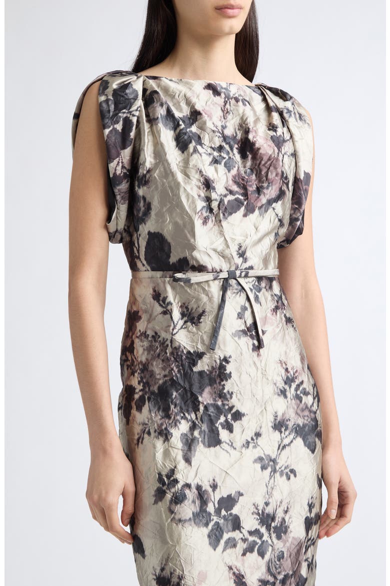 Floral Draped Textured Satin Gown, Alternate, color, FONTEYN ROSE PEARL