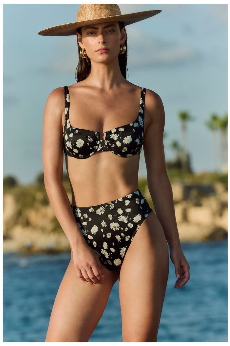 Marguerite Underwire Bikini Top, Alternate, color, Black-White-Yellow