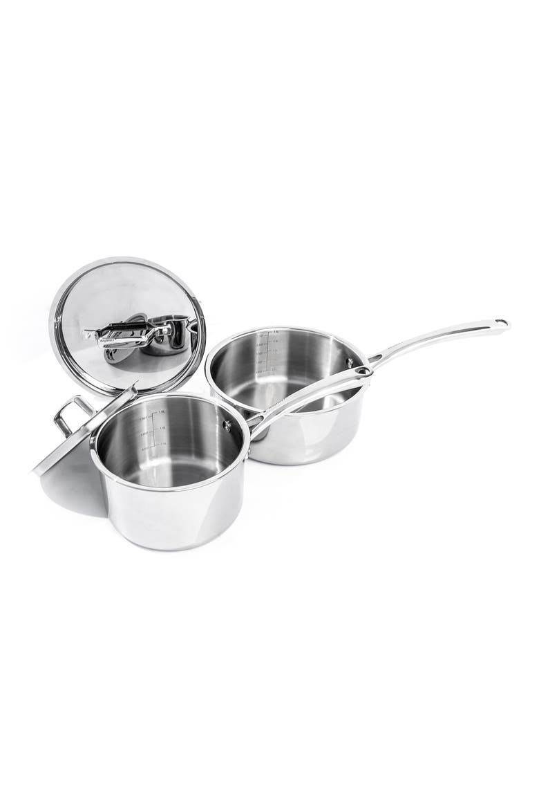 Professional Stainless Steel 10/18 Tri-Ply 3 Qt. Sauce Pan with Lid, Main, color, SILVER
