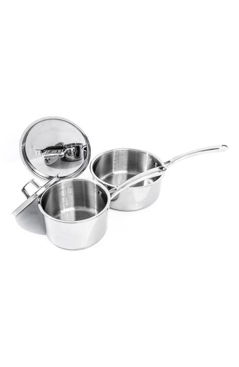 Professional Stainless Steel 10/18 Tri-Ply 2.5 Qt, 1.5 Qt. Sauté Pans with Lids