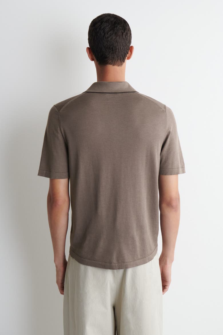 Contrast-tipped Silk-cotton Polo Shirt, Alternate, color, BROWN