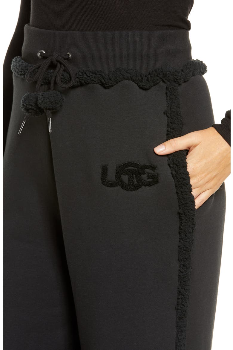 X TELFAR Faux Shearling Sweatpants, Alternate, color, BLACK