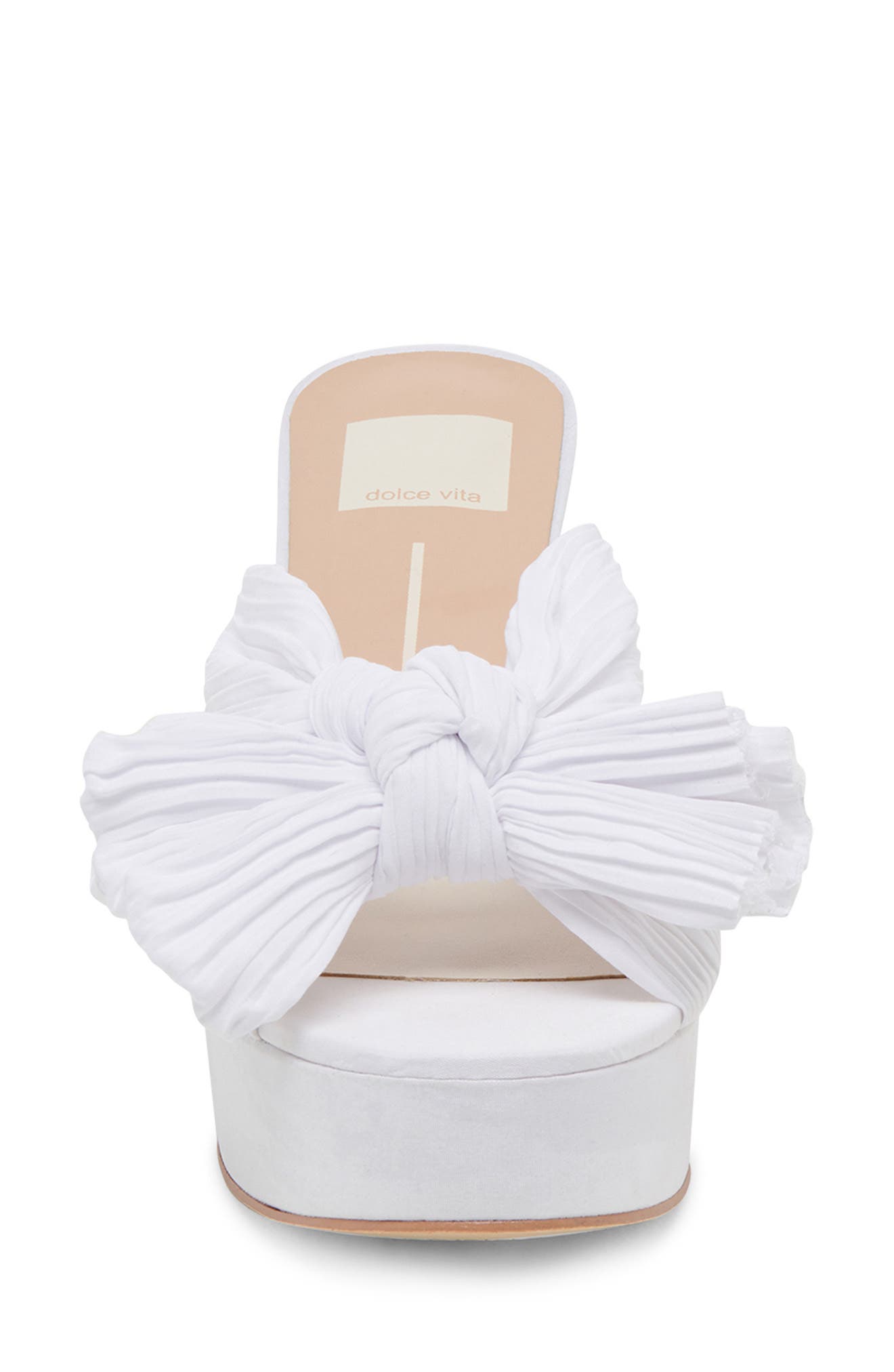 Dolce Vita Blare Platform Slide Sandal, Alternate, color, White Satin