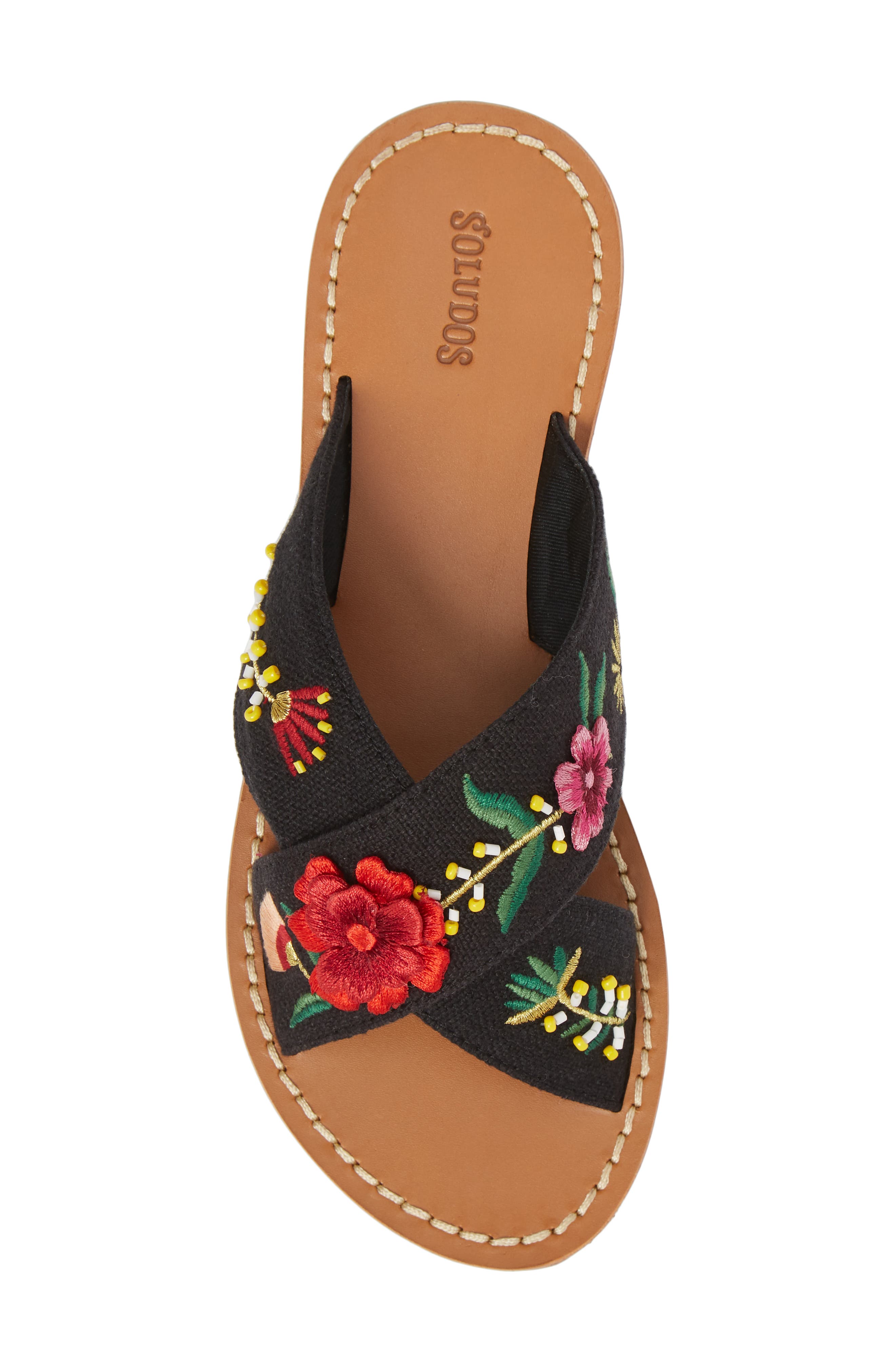 Embellished Floral Sandal, Alternate, color, BLACK
