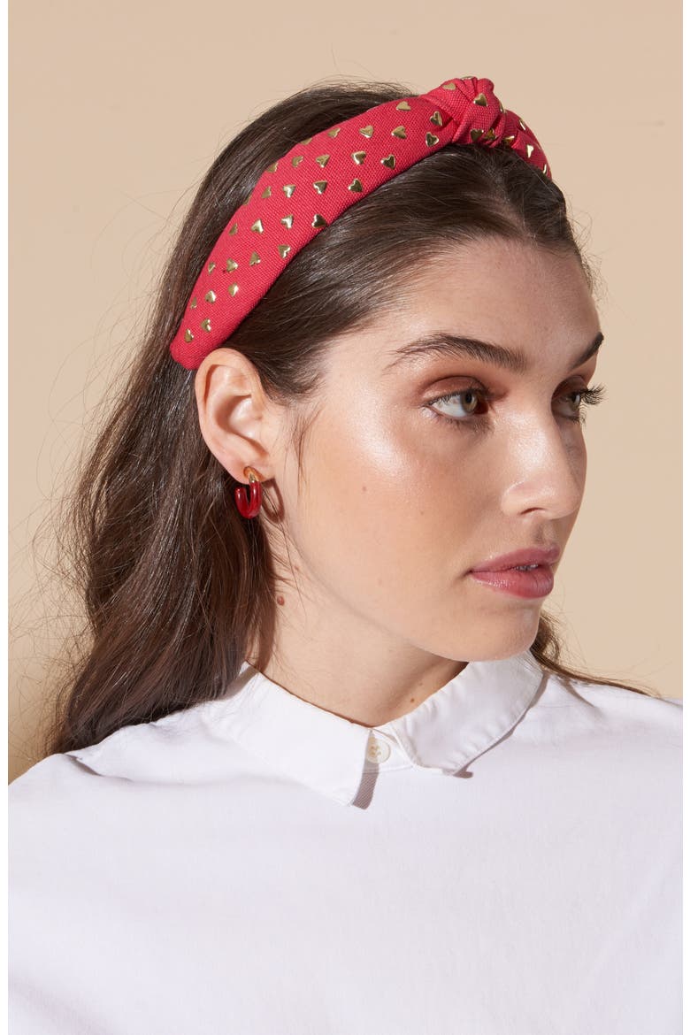Small Arch Hoop Earrings, Alternate, color, CANDY APPLE RED