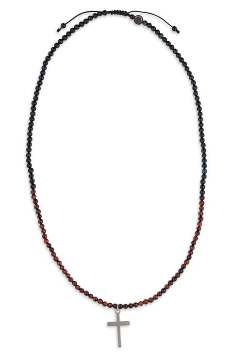 Men's Gemstone Cross Pendant Necklace