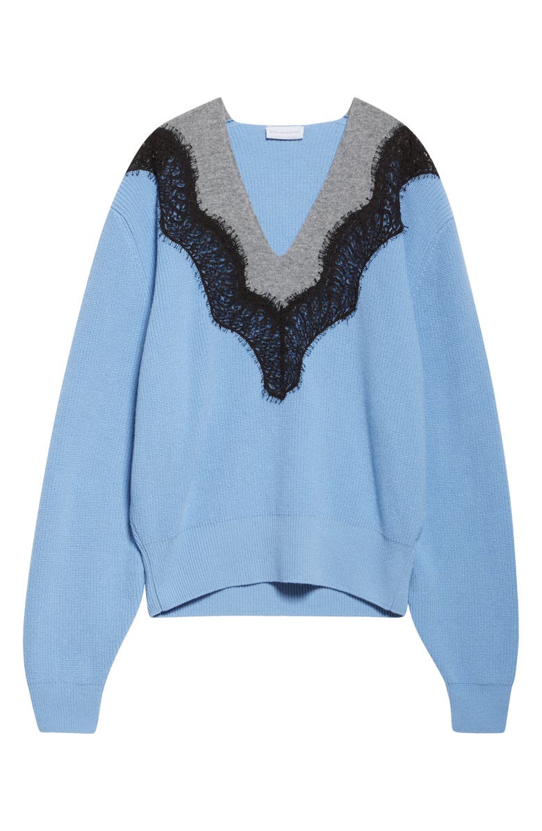 Stella McCartney Miracle Lace Virgin Wool Jumper, Alternate, color, 4008 - Sky Blue