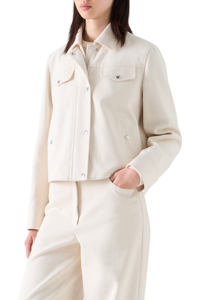 Washed Denim Utility Jacket, Alternate, color, IVORY